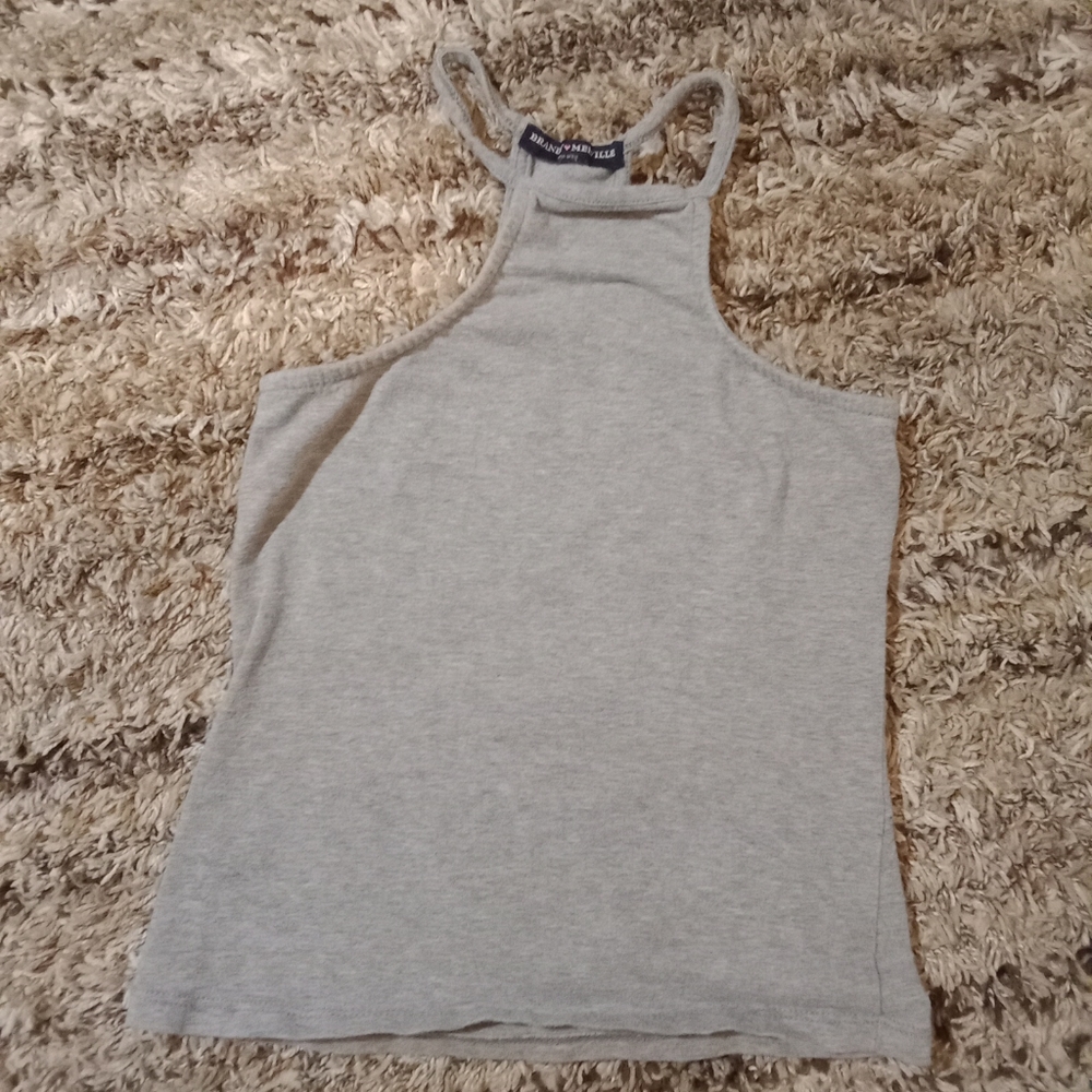 Brandy Melville gray high neck crop top "one size"